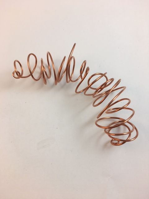 Karen Meador, Ph.D.'s Hammered Chaos Necklace - , Contemporary Wire Jewelry, Coiling, Coiling Wire, Wire Coiling, Crocheting, Loops, Wire Loop, Wrapped Wire Loop, Spirals, Wire Spiral, Spiral Wire Wrap, Make a small loop at one end 